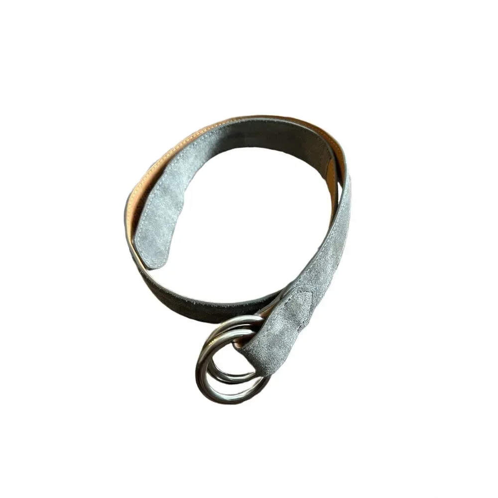 W. Kleinberg Suede Belt with O-ring Buckles Charcoal 34 Inches